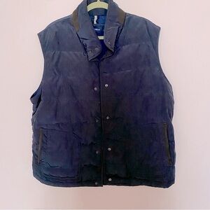 Daniel Cremieux down filled navy blue with brown trim men’s vest